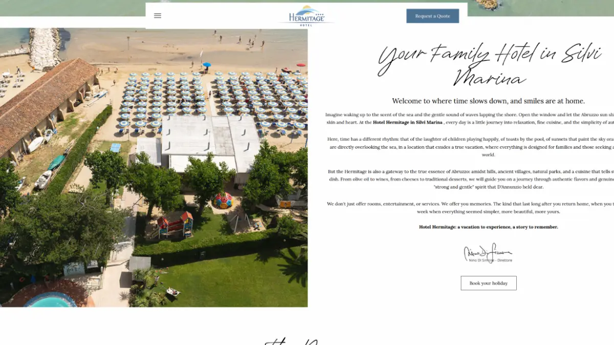 Homepage del sito Hotel Hermitage