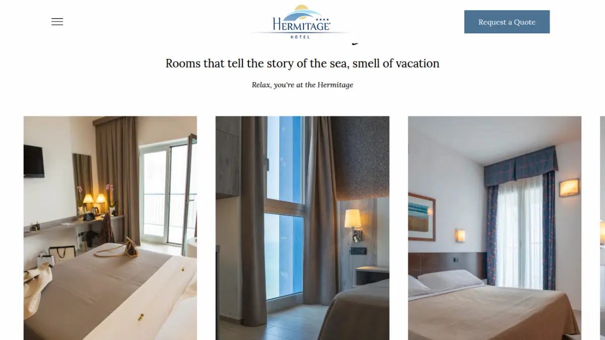 Pagina camere del sito Hotel Hermitage