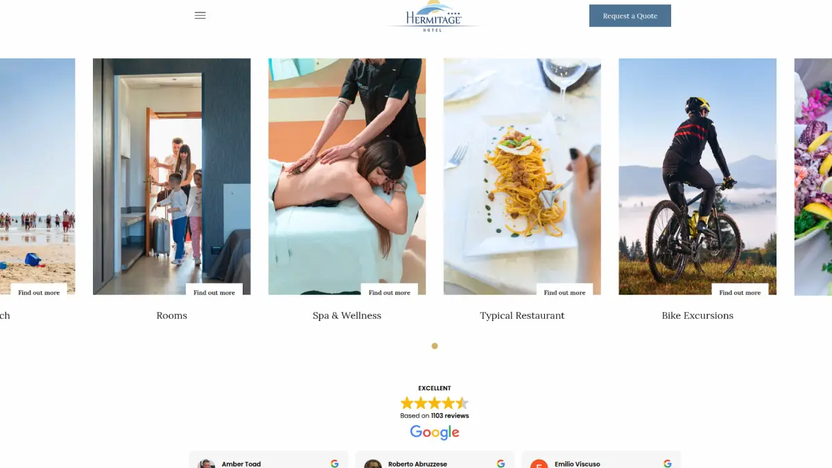 Sezione offerte del sito Hotel Hermitage