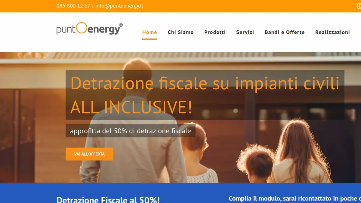 Homepage del sito Punto Energy